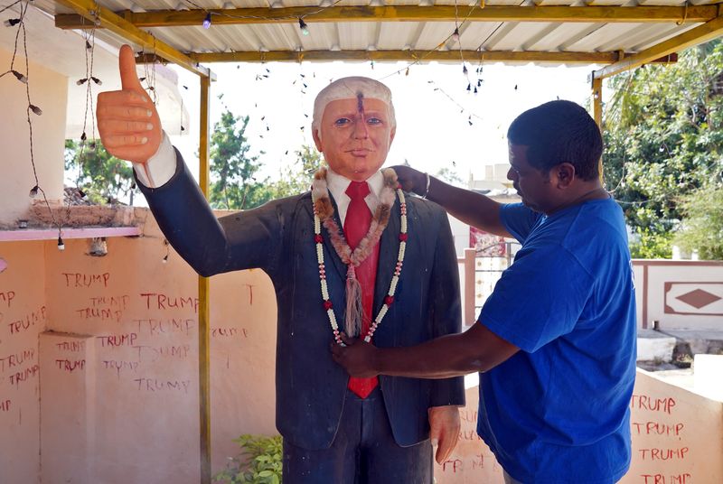 FILE PHOTO: Bussa Krishna, a fan of U.S. President Donald