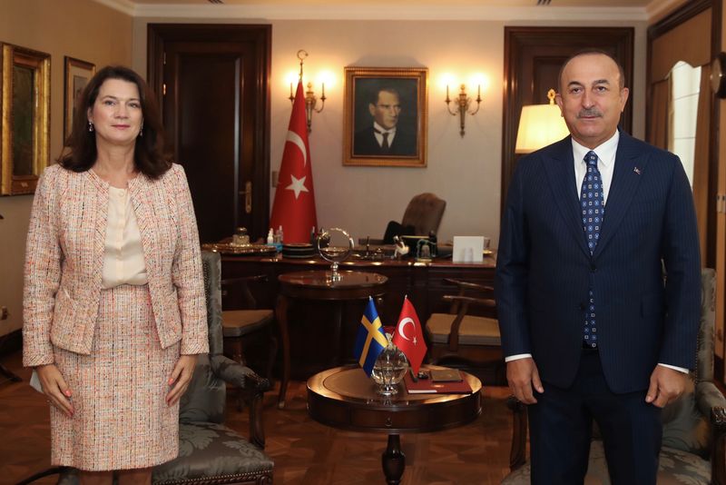 Turkish Foreign Minister Mevlut Cavusoglu meets with his Swedish counterpart
