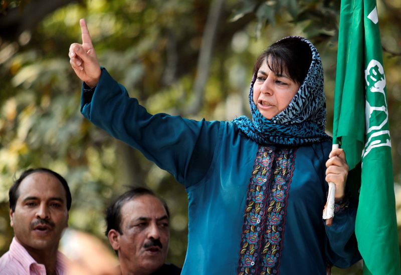 FILE PHOTO: Mehbooba Mufti, president of People’s Democratic Party, speaks