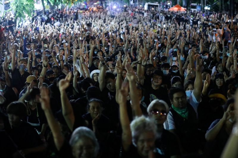 Thai anti-government mass protest, on the 47th anniversary of the