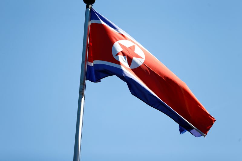 FILE PHOTO: The flag of North Korea is seen in