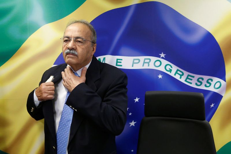 Brazil’s Senator Chico Rodrigues reacts during a meeting with Brazilian