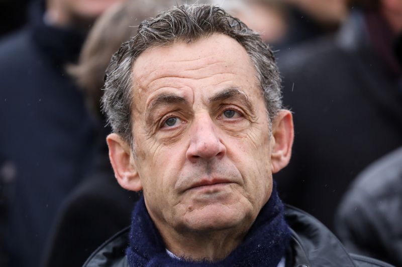 French former president Nicolas Sarkozy attends a ceremony at the