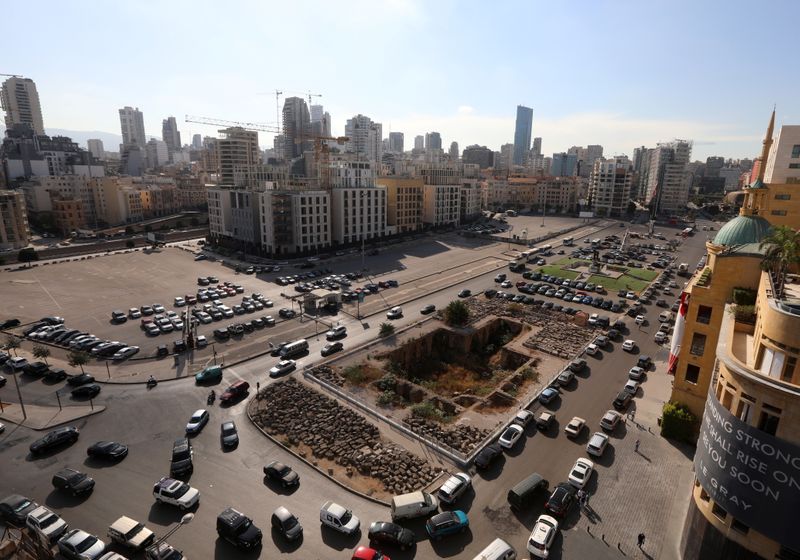 A general view shows Martyrs’ Square in downtown Beirut
