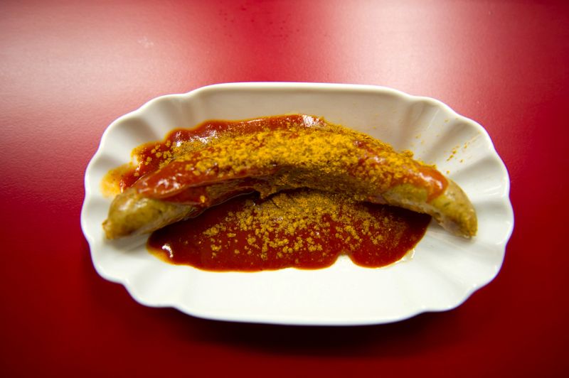 FILE PHOTO: A vegetarian Curry-wurst is pictured at Ziervogels Kult