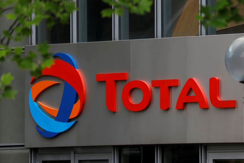 FILE PHOTO: The logo of French oil giant Total is