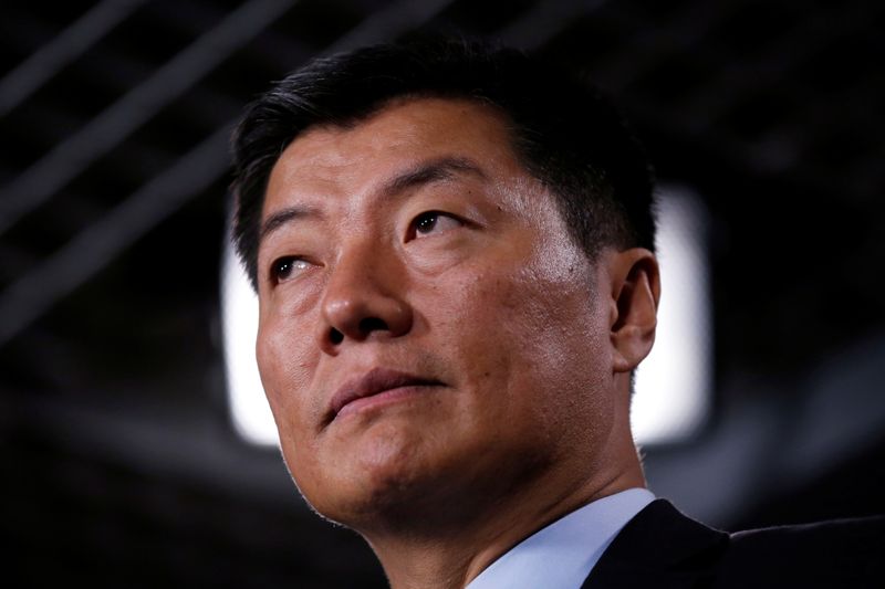 Lobsang Sangay, Prime Minister of the Tibetan government-in-exile, speaks during