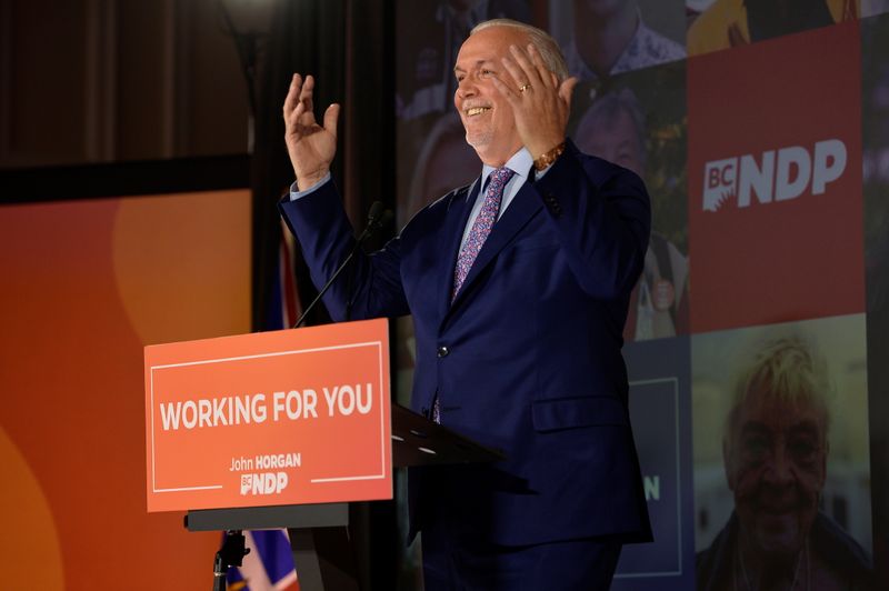 B.C. NDP leader John Horgan speaks in Vancouver after winning