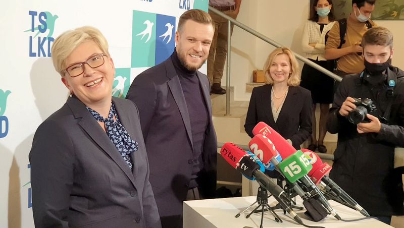 FILE PHOTO: Lithuania’s Homeland Union leadership, Ingrida Simonyte and Gabrielius