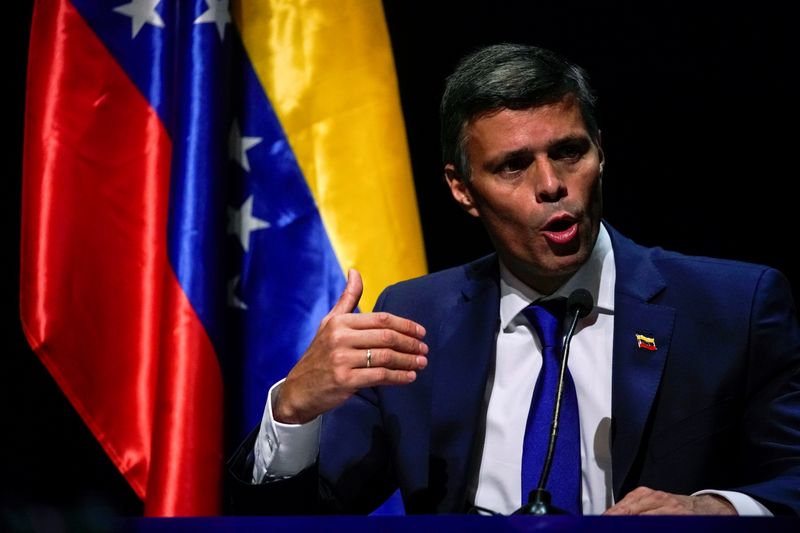 Venezuelan opposition politician Leopoldo Lopez holds a news conference in