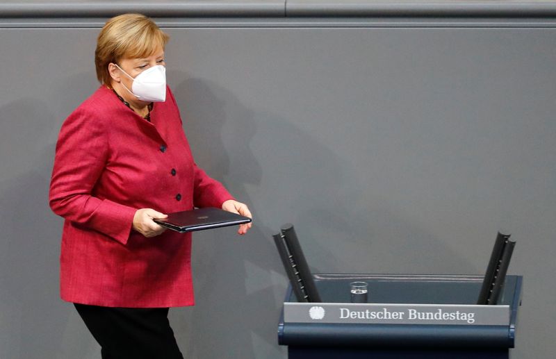 German Chancellor Angela Merkel attends a session of the Bundestag,