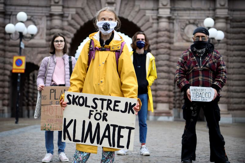 Swedish climate activist Greta Thunberg leaves Fridays For Future protest