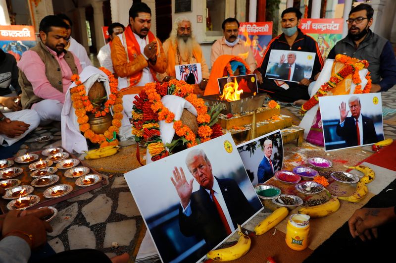 Activists of Hindu Sena, perform a special prayer to ensure