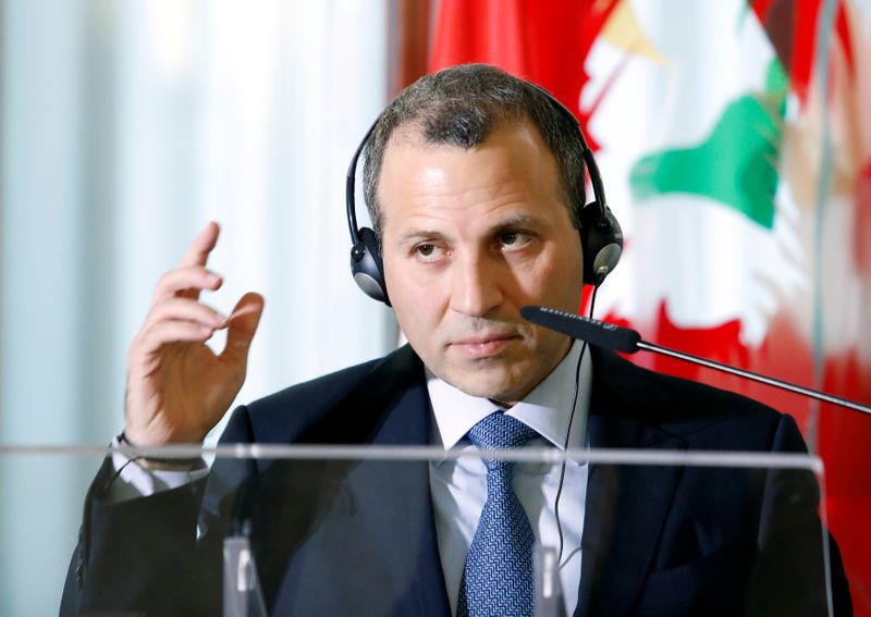 Lebanese Foreign Minister Gebran Bassil attends a meeting with Italian