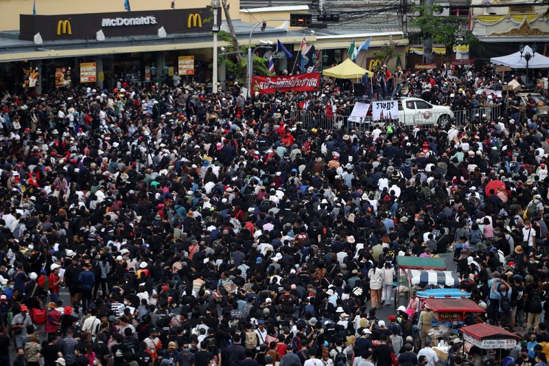 Anti-government protesters attend a rally in Bangkok