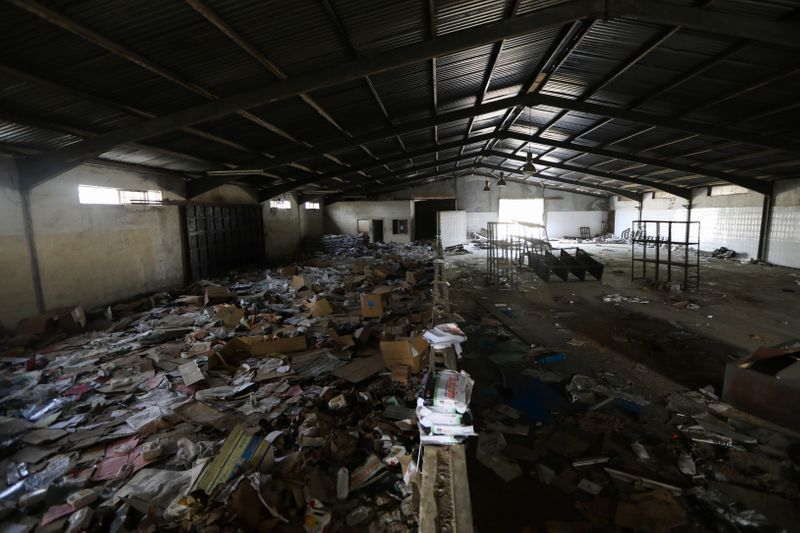 Damaged items left behind at the NEMA warehouse are seen
