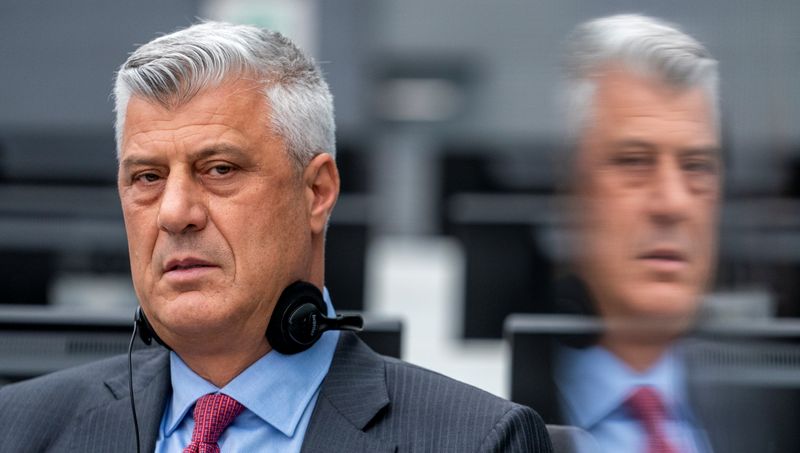 Former Kosovo President Hashim Thaci appears before the Kosovo Specialist