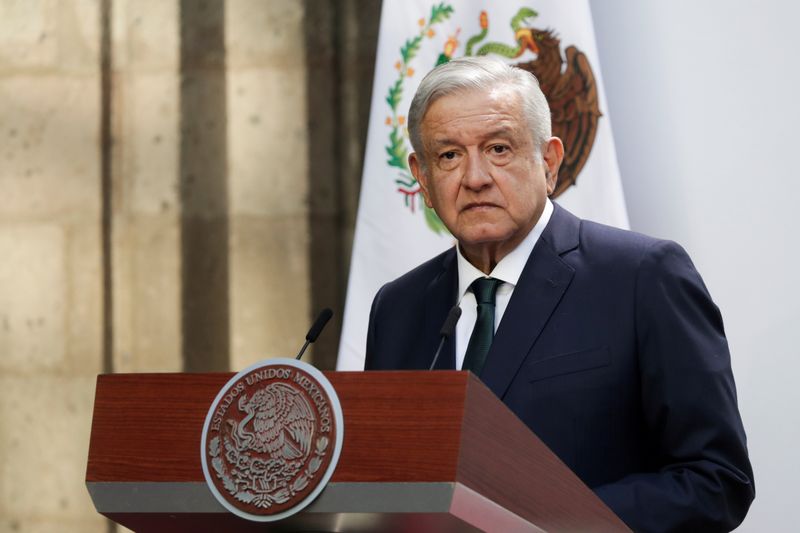 FILE PHOTO: Mexican President Andres Manuel Lopez Obrador delivers his