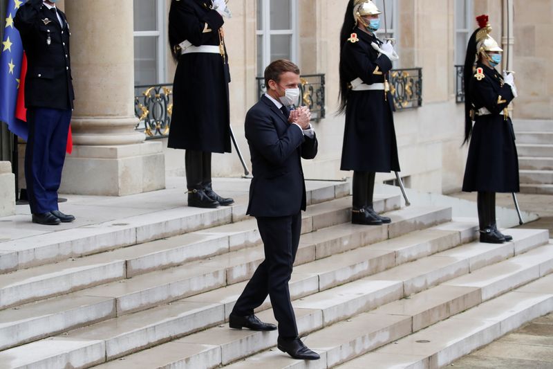 French President Macron welcomes Austrian chancellor Kurz at the Elysee