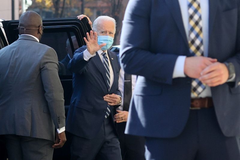 U.S. president-elect Biden arrives at the theater serving as his