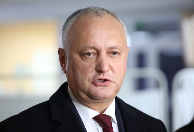 Igor Dodon, Moldova’s President and presidential candidate, speaks to the