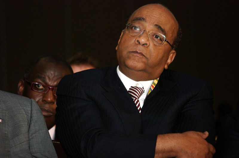 FILE PHOTO: Sudanese-born telecommunications entrepreneur Mo Ibrahim listens during a