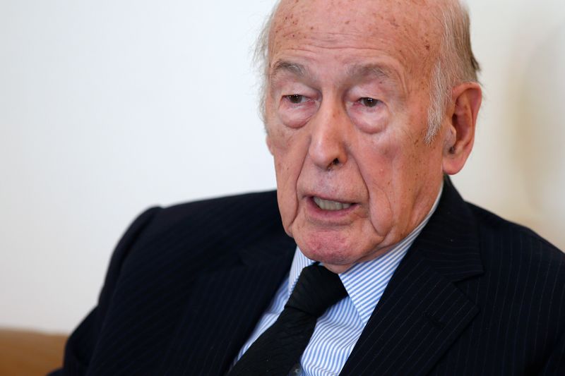 Former French President Valery Giscard d’Estaing speaks during an interview