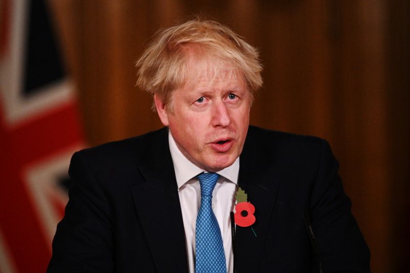Britain’s PM Johnson holds the first news conference of the