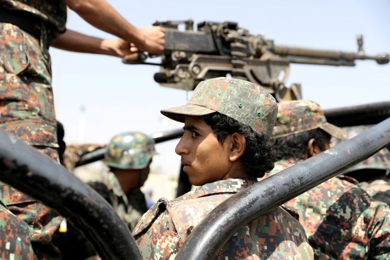 FILE PHOTO: Houthis hold military funeral for fighters killed in