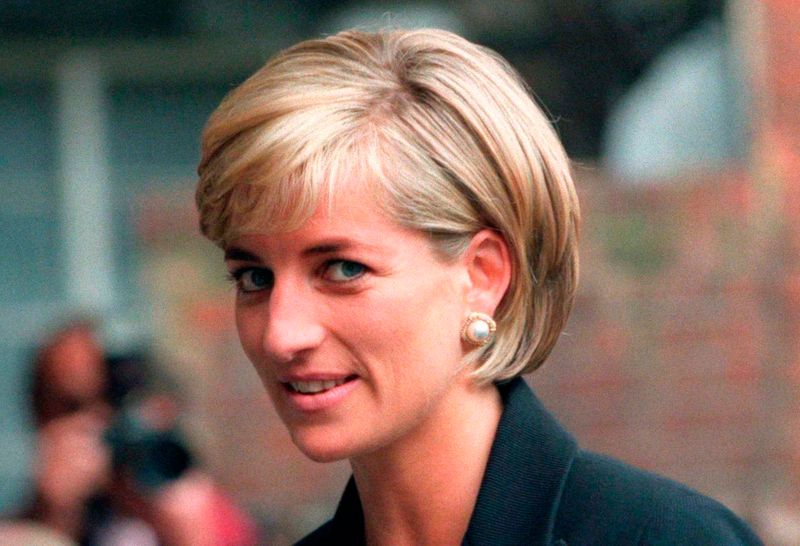 Princess Diana arrives at the Royal Geographical Society in London