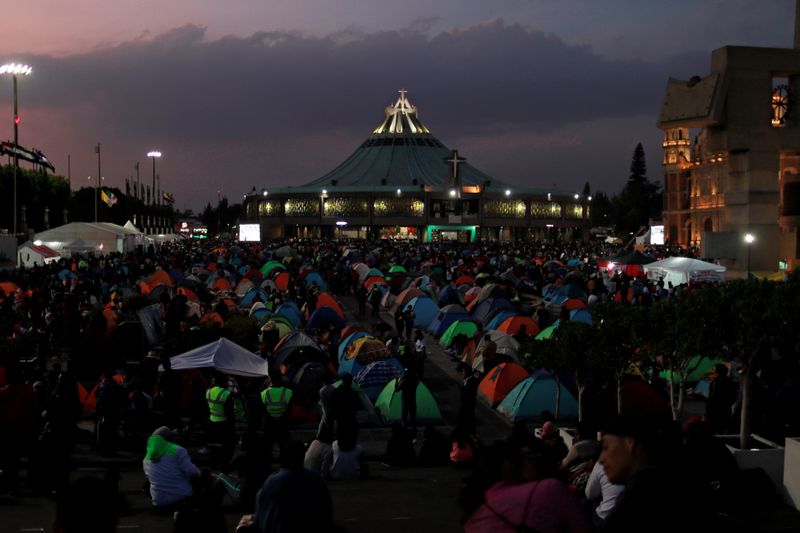 FILE PHOTO: Pilgrims camp at the Basilica of Guadalupe during
