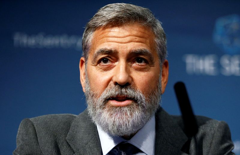 FILE PHOTO: George Clooney speaks at an event about corruption
