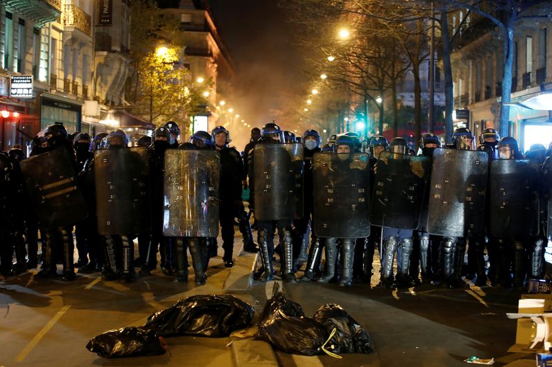 FILE PHOTO: Protest after police cleared out new Paris migrant