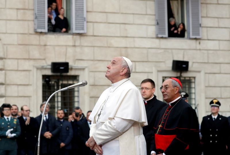 FILE PHOTO: Pope Francis leads the Immaculate Conception celebration prayer