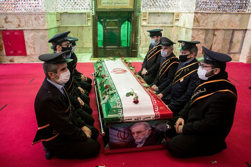 FILE PHOTO: Body of slain top Iranian nuclear scientist during