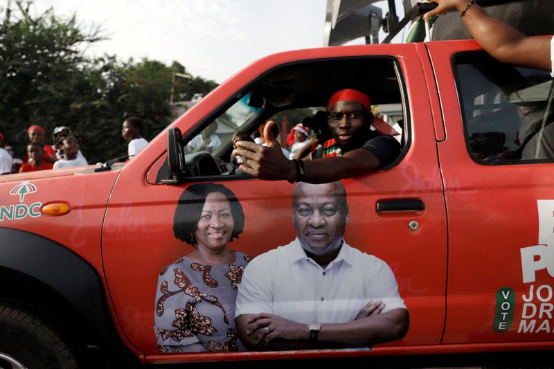 Campaign vehicle ahead presidential and parliamentary elections in Accra