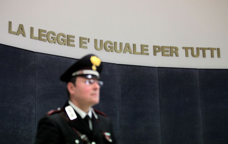 FILE PHOTO: An Italian Carabinieri official stands in a courtroom