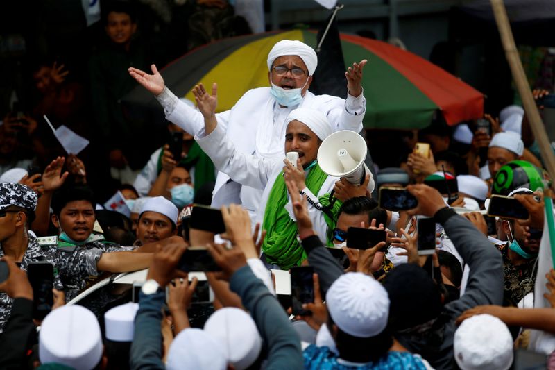 FILE PHOTO: Rizieq Shihab, leader of Indonesian Islamic Defenders Front