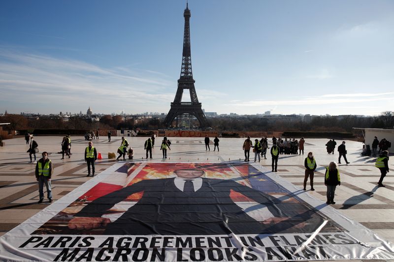 Climate activists mark the fifth anniversary of the Paris Agreement