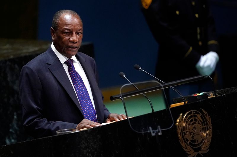 Guinea’s President Alpha Conde addresses the 74th session of the