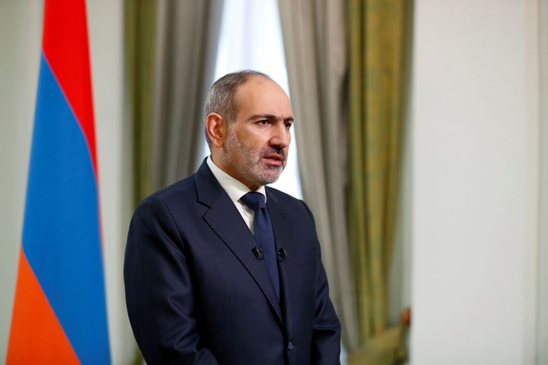FILE PHOTO: Armenian Prime Minister Nikol Pashinyan addresses the nation