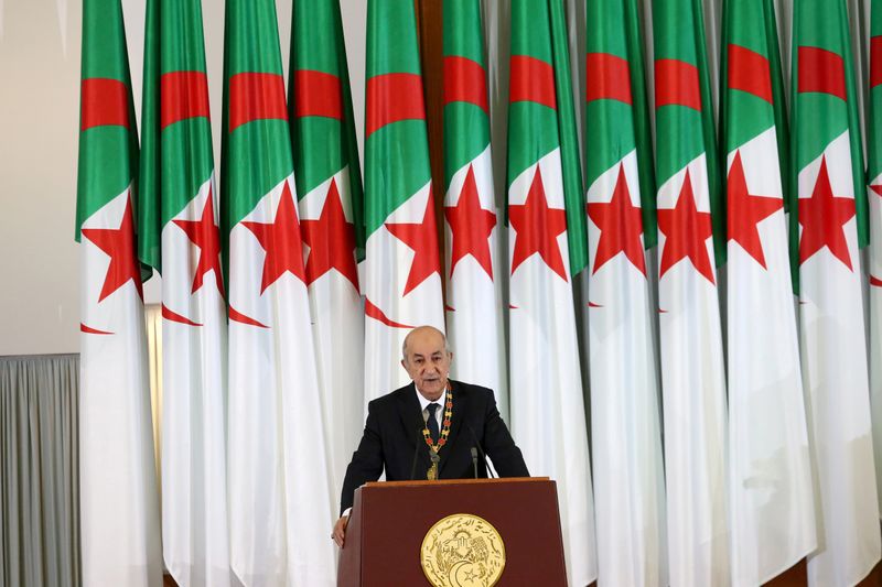 FILE PHOTO: Newly elected Algerian President Abdelmadjid Tebboune delivers a