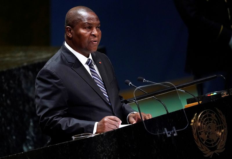 FILE PHOTO: Central African Republic President Faustin Archange Touadera addresses