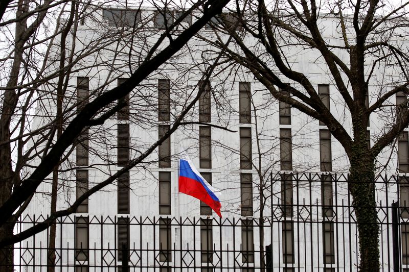 FILE PHOTO: The flag of the Russian Federation flies at