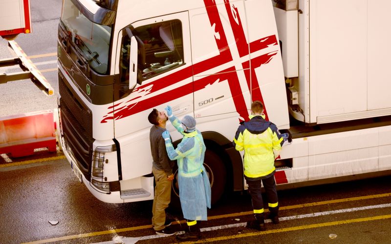 French officials test a driver at the Port of Dover