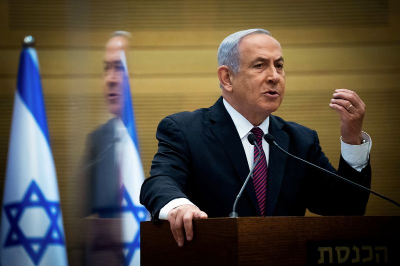 FILE PHOTO: Israeli PM Netanyahu delivers a statement at the