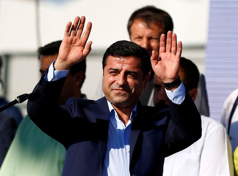 File picture of HDP co-leader Demirtas greeting the crowd during