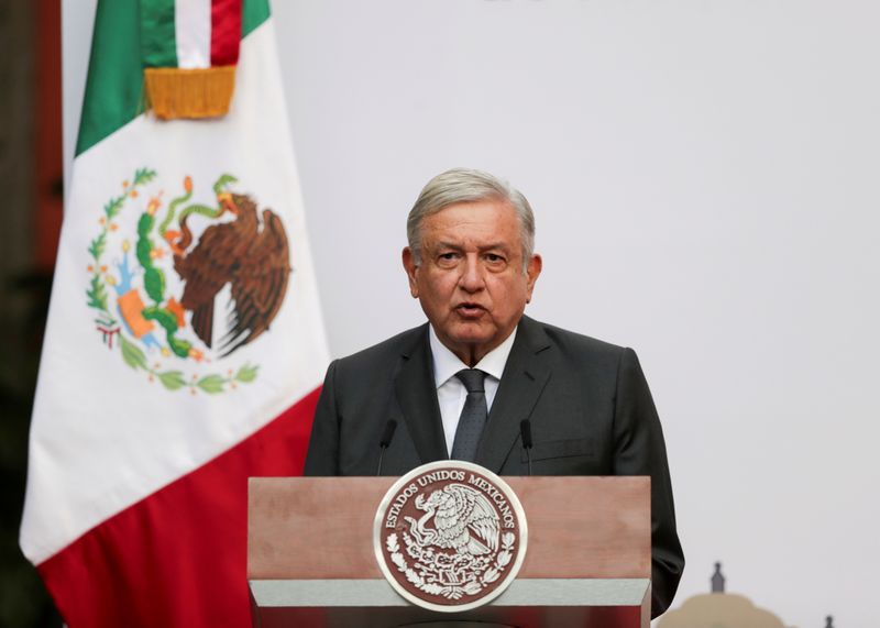 FILE PHOTO: Mexico’s President Lopez Obrador addresses to the nation