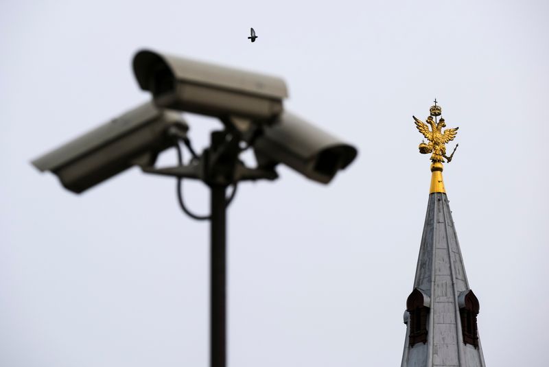 FILE PHOTO: CCTV cameras are seen in central Moscow