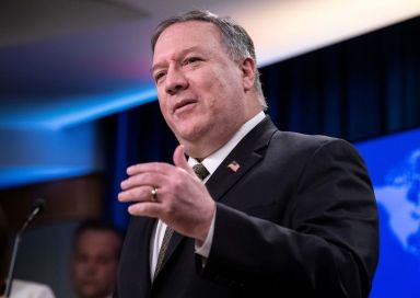 U.S. Secretary of State Mike Pompeo speaks at a press